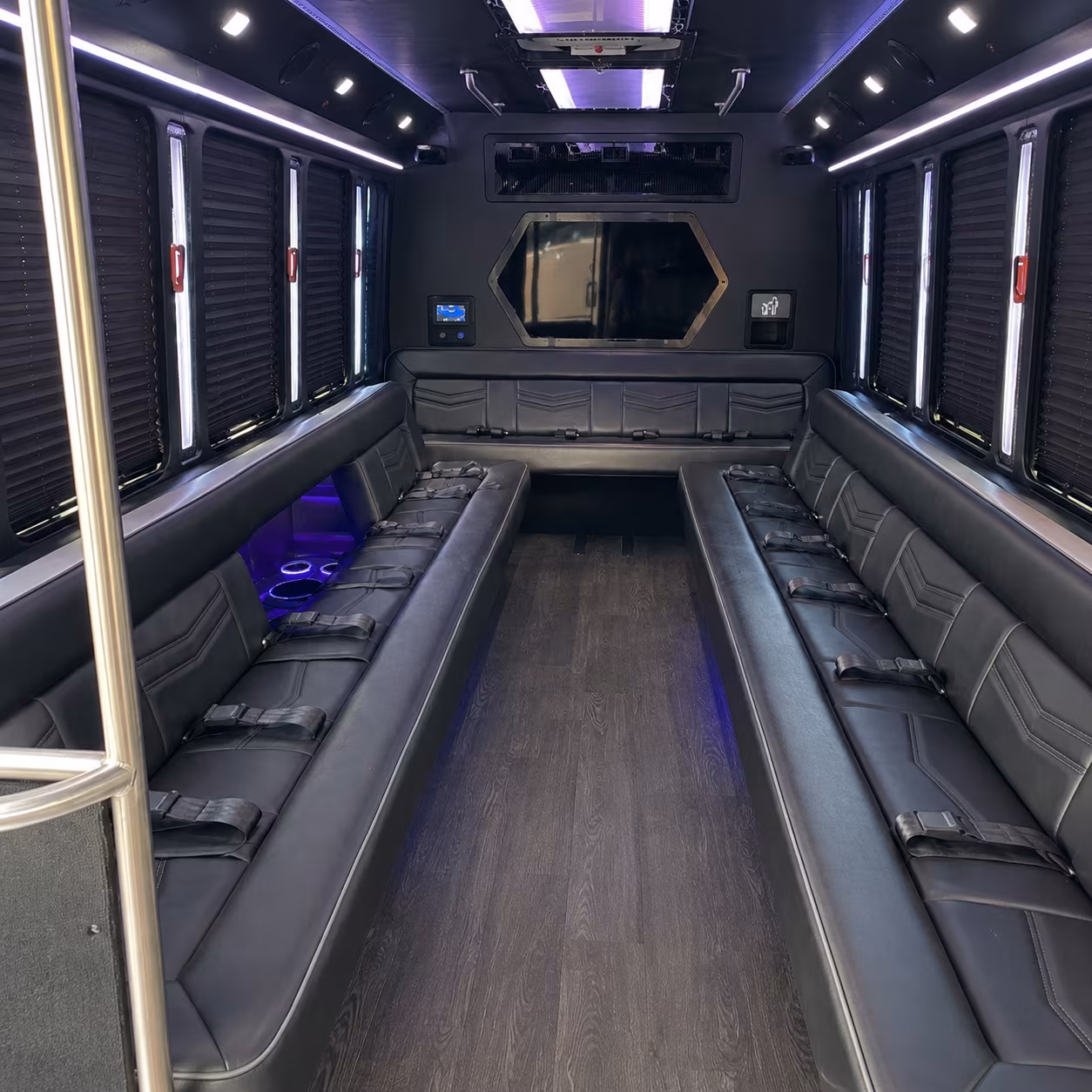 coon rapids 18 passenger party bus interior