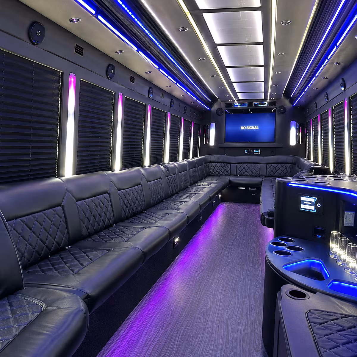 coon rapids 30 passenger party bus inside