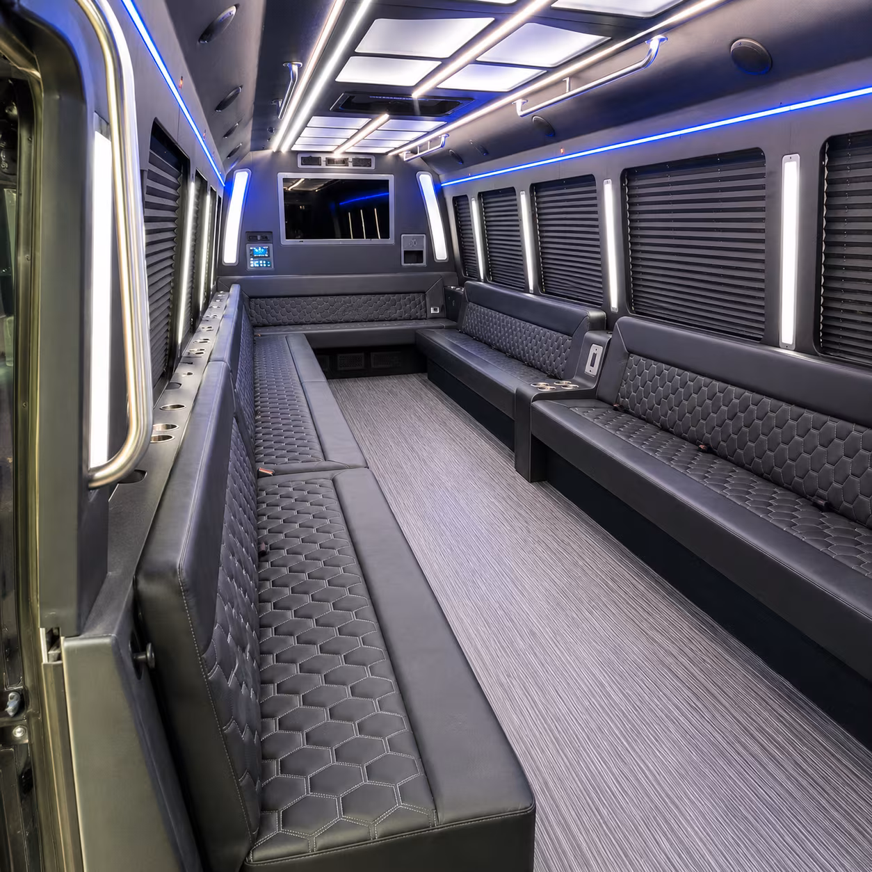 coon rapids 40 passenger party bus interior